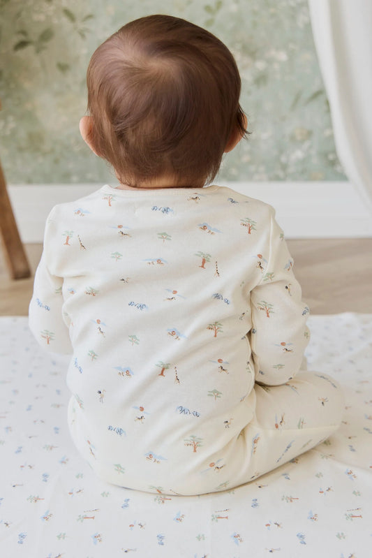 Organic Cotton Zip Onepiece - Savannah Animals Tofu