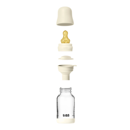 BIBS Glass Bottle Complete Set (2 Pack) 120ml Latex - Ivory