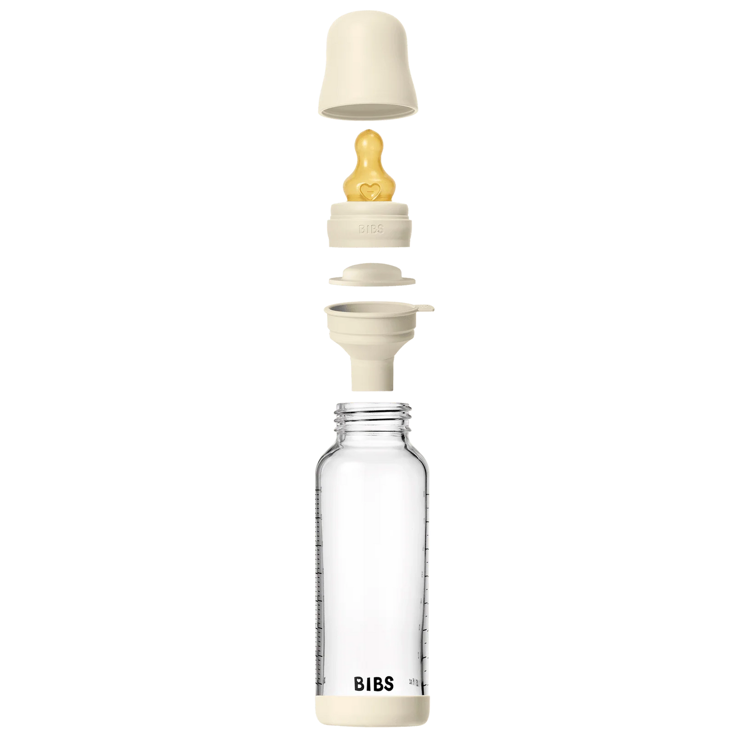 BIBS Glass Bottle Complete Set (2 Pack) 240ml Latex - Ivory