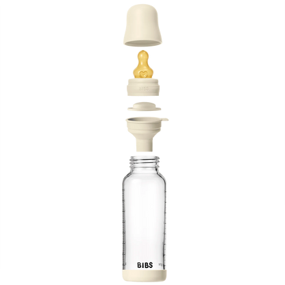 BIBS Glass Bottle Complete Set (2 Pack) 240ml Latex - Ivory