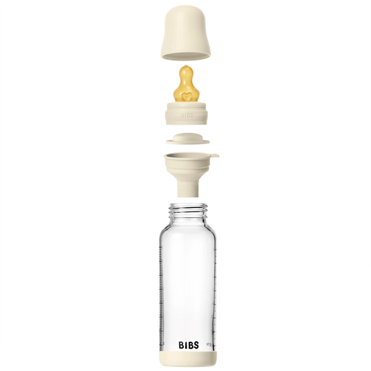 BIBS Glass Bottle Complete Set (2 Pack) 240ml Latex - Ivory