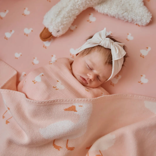 Pink Ducks Organic Fitted Cot Sheet