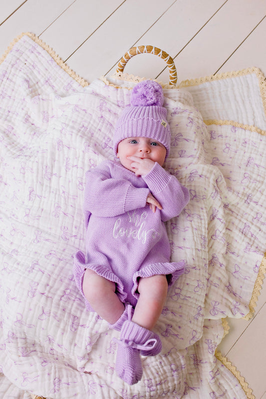Isn't She Lovely Knit Romper - Lilac