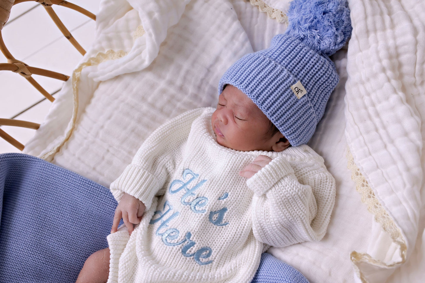 He's Here Chunky Knit Romper - Snow