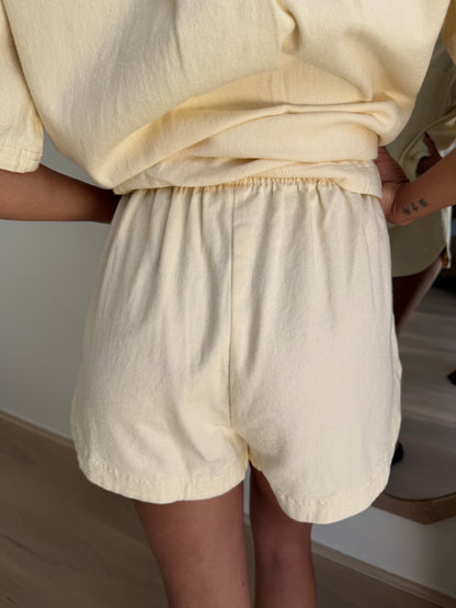 DEMI DENIM SHIRT AND SHORT SET - BUTTER YELLOW