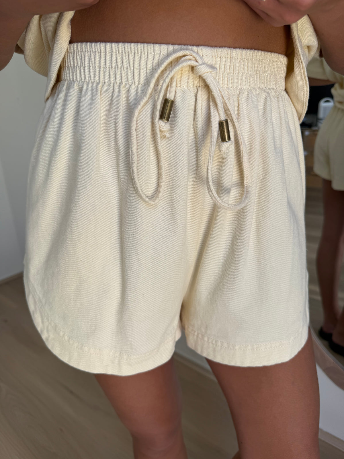 DEMI DENIM SHIRT AND SHORT SET - BUTTER YELLOW