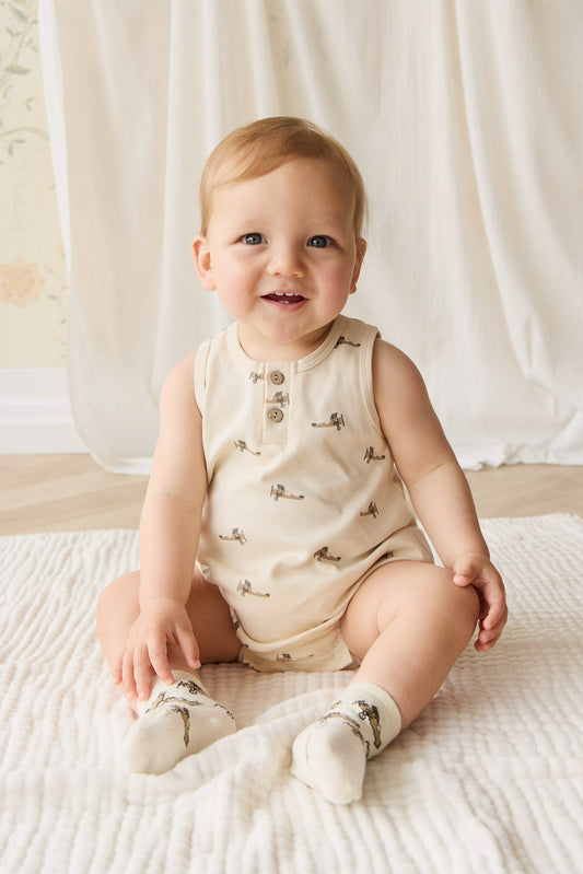 Pima Cotton Archie Playsuit - Fly High Vanilla Cream