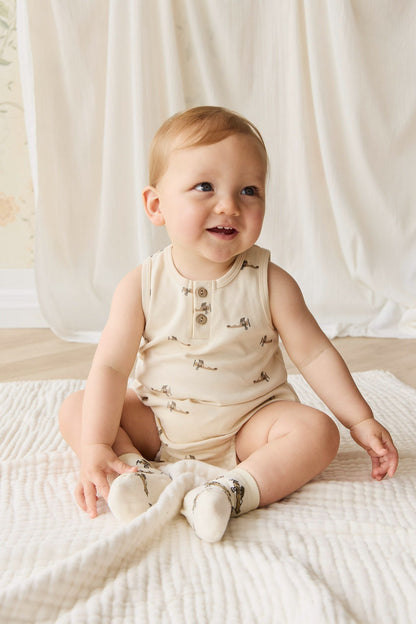 Pima Cotton Archie Playsuit - Fly High Vanilla Cream