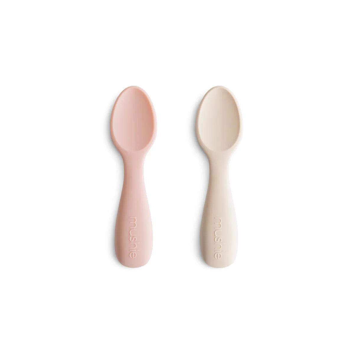 Mushie Toddler Starter Spoons 2 Pack - Blush and Shifting Sand