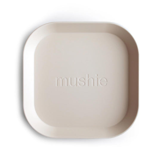 Mushie Square Dinner Plates 2 Pack – Ivory