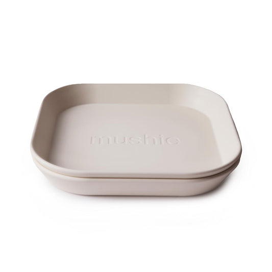 Mushie Square Dinner Plates 2 Pack – Ivory