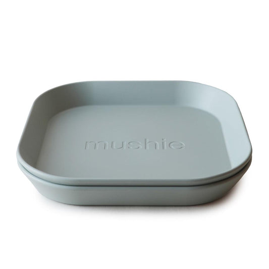 Mushie Square Dinner Plates 2 Pack – Sage