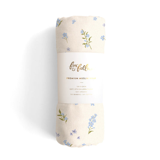 Forget-Me-Not Organic Muslin Swaddle Wrap