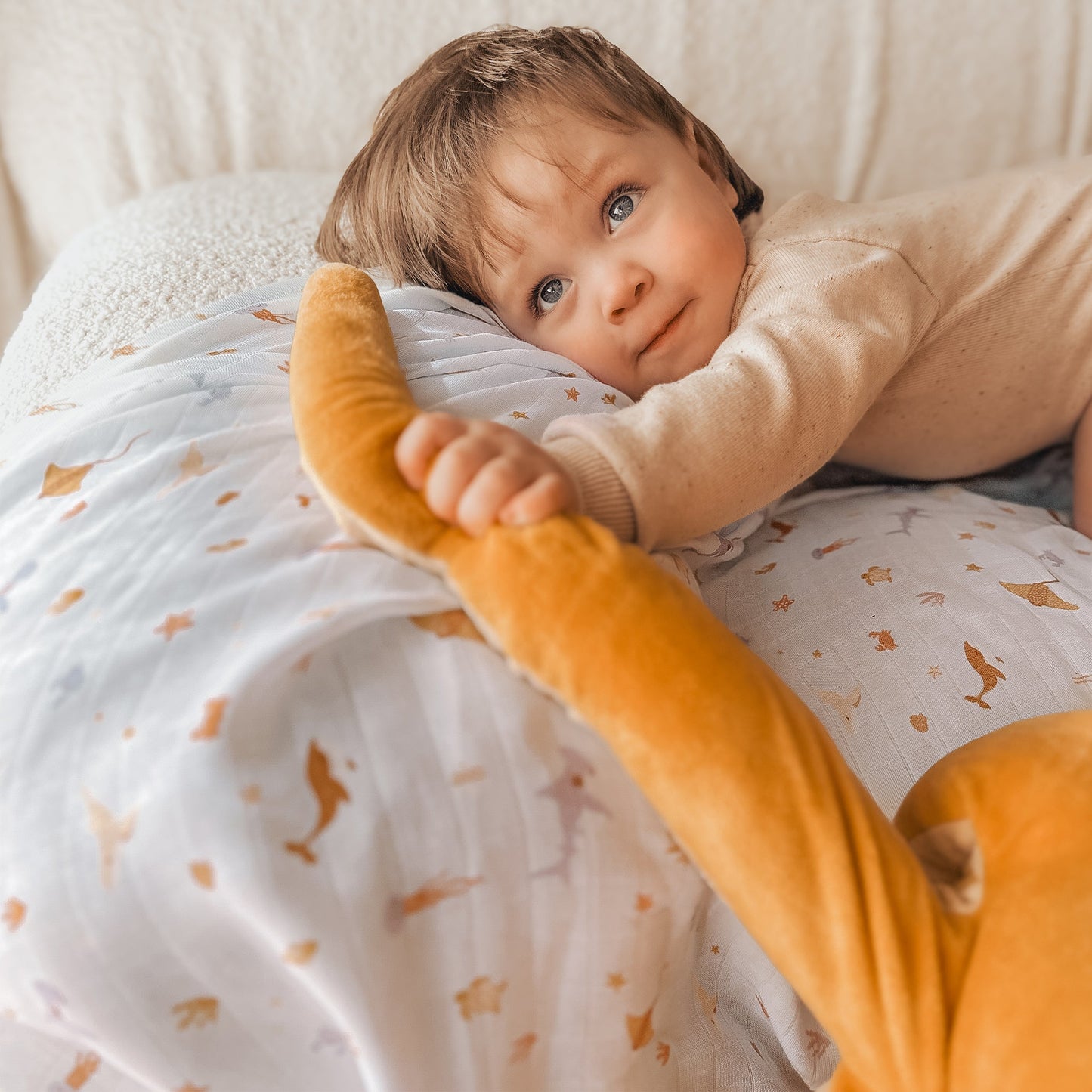 Ocean Creatures Sky Organic Muslin Swaddle Wrap