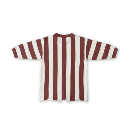 Organic Knitted Stripe Romper - Maroon