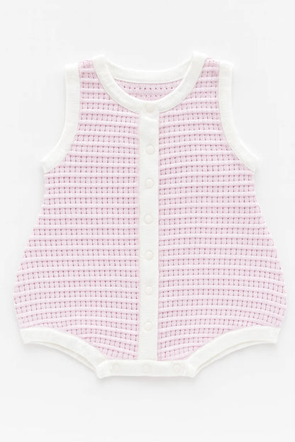 Breezy Knit Romper Pink Coral