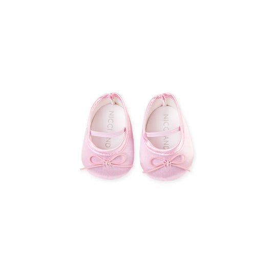 Satin Ballet Flats Doll Shoes with Bow - Satin Pink
