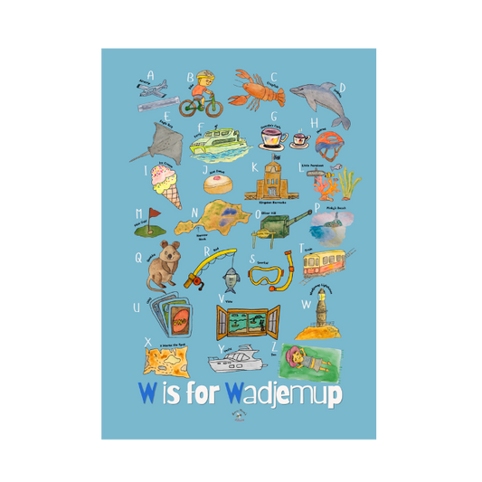A4 Rottnest Alphabet Print- 'Basin Blue'