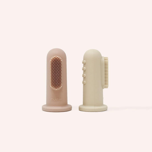 Mushie Finger Toothbrush - Shifting Sand & Blush