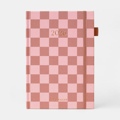 2026 A5 Vertical Planner - Rose Check