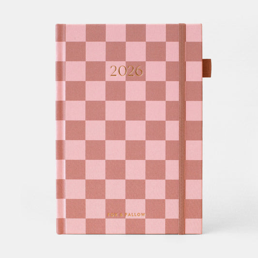 2026 A5 Vertical Planner - Rose Check