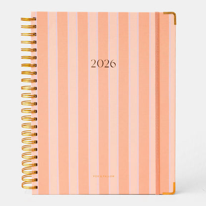 2026 A4 Academic Vetical Planner - Coral Stripe
