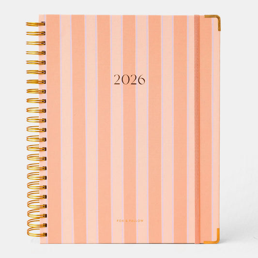 2026 A4 Academic Vetical Planner - Coral Stripe