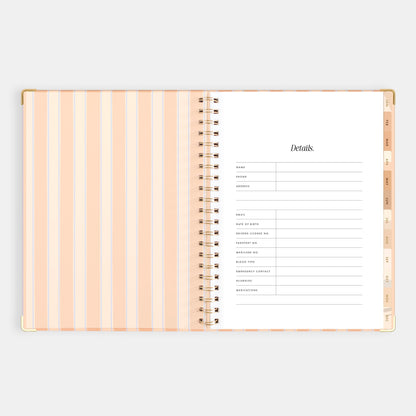 2026 A4 Academic Vetical Planner - Coral Stripe