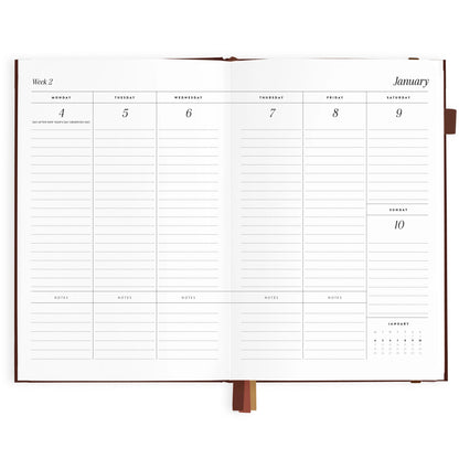 2027 A5 Horizontal Planner - Chocolate