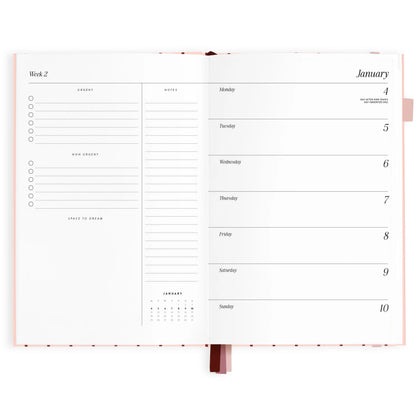 2027 A5 Horizontal Planner - Rosé Pinstripe