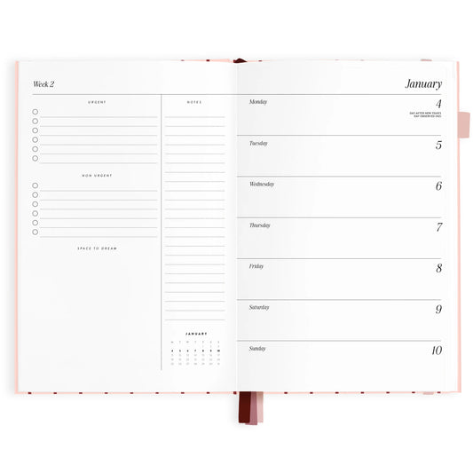 2027 A5 Horizontal Planner - Rosé Pinstripe