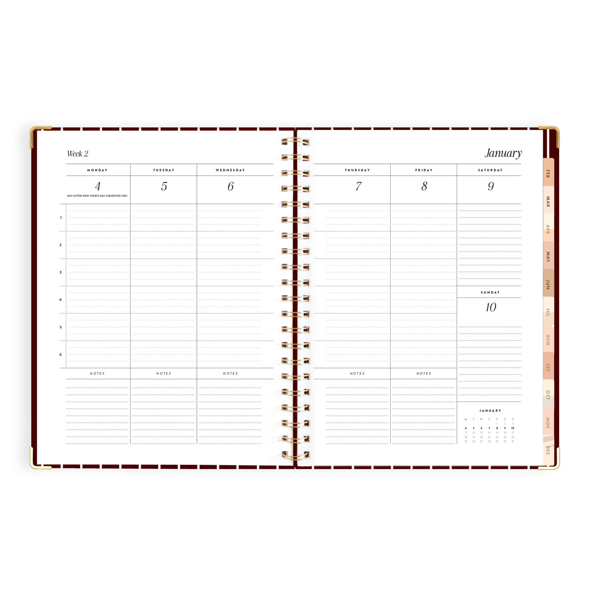 2027 A4 Academic Vertical Planner - Merlot Pinstripe