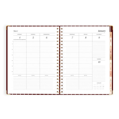 2027 A4 Academic Vertical Planner - Merlot Pinstripe
