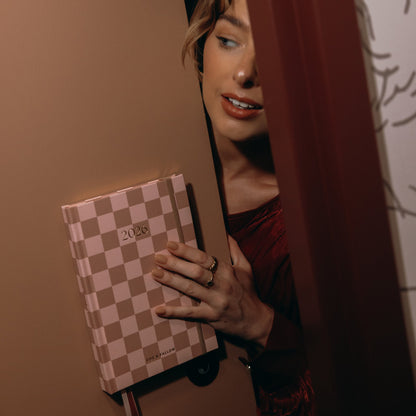 2026 A5 Vertical Planner - Rose Check