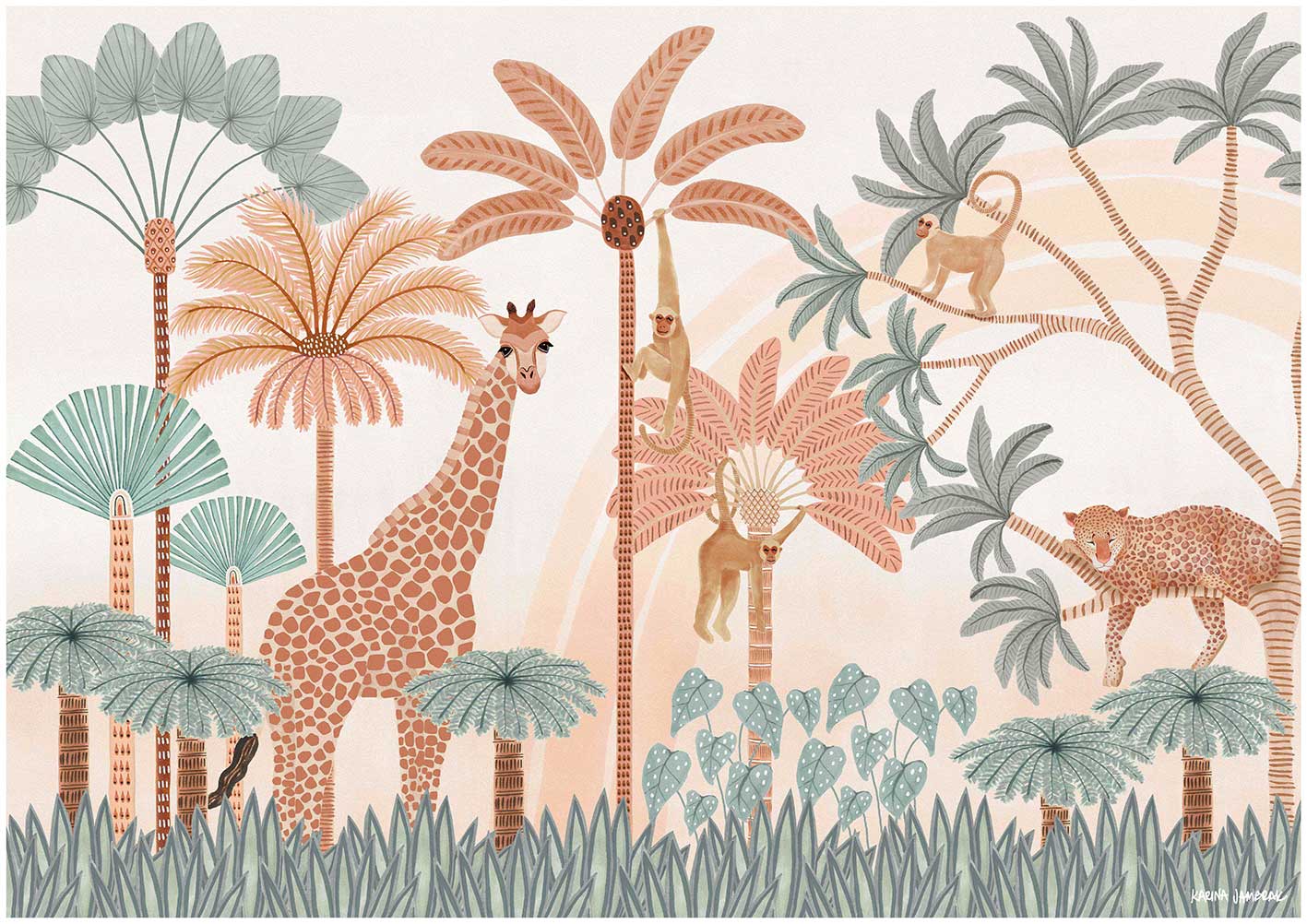 Rainbow Jungle Friends (landscape)