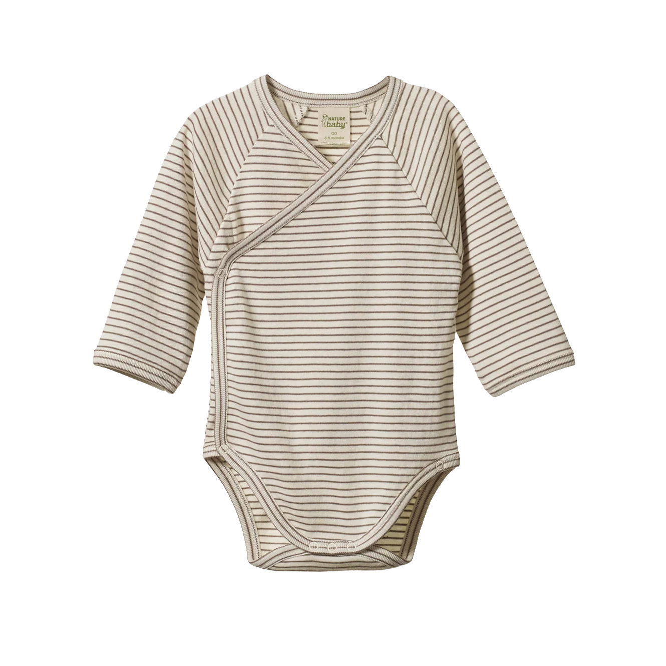Long Sleeve Kimono Bodysuit - Mushroom Pinstripe