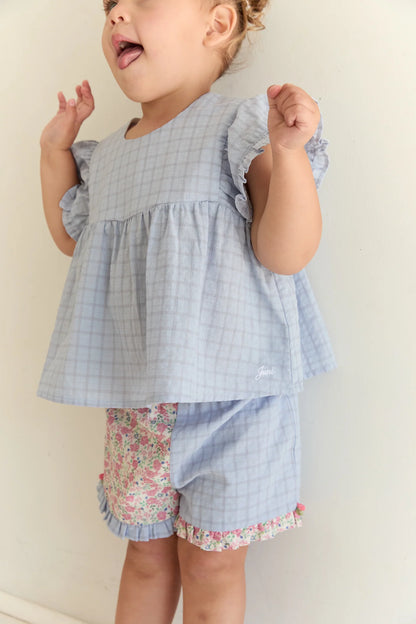 Daisy Blouse - Sky Gingham