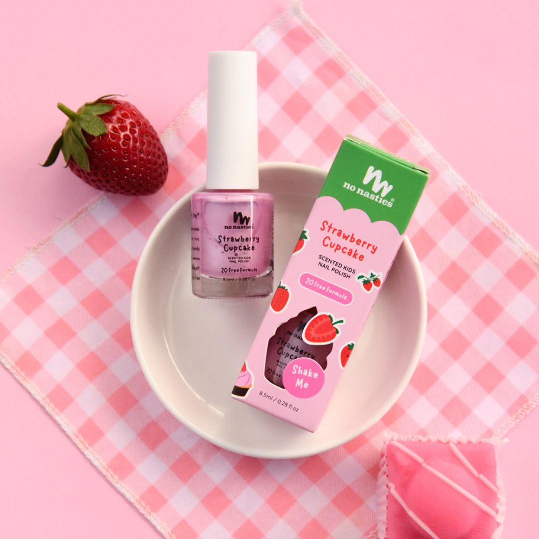 20 FREE Formula Water Based Scented Scratch Off Kids Nail Polish: Strawberry Cupcake - Pastel Pink