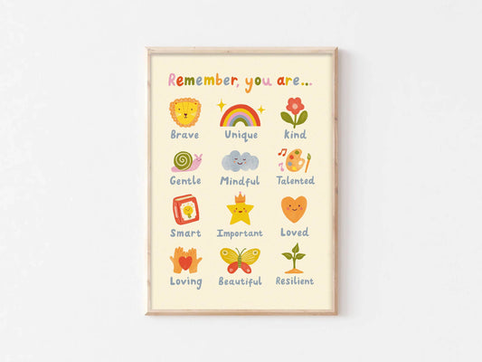 Remember, You Are Print - Modern Educational Kid's Wall Art : A3
