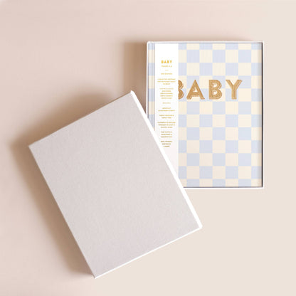 Baby Book Blue Check Boxed