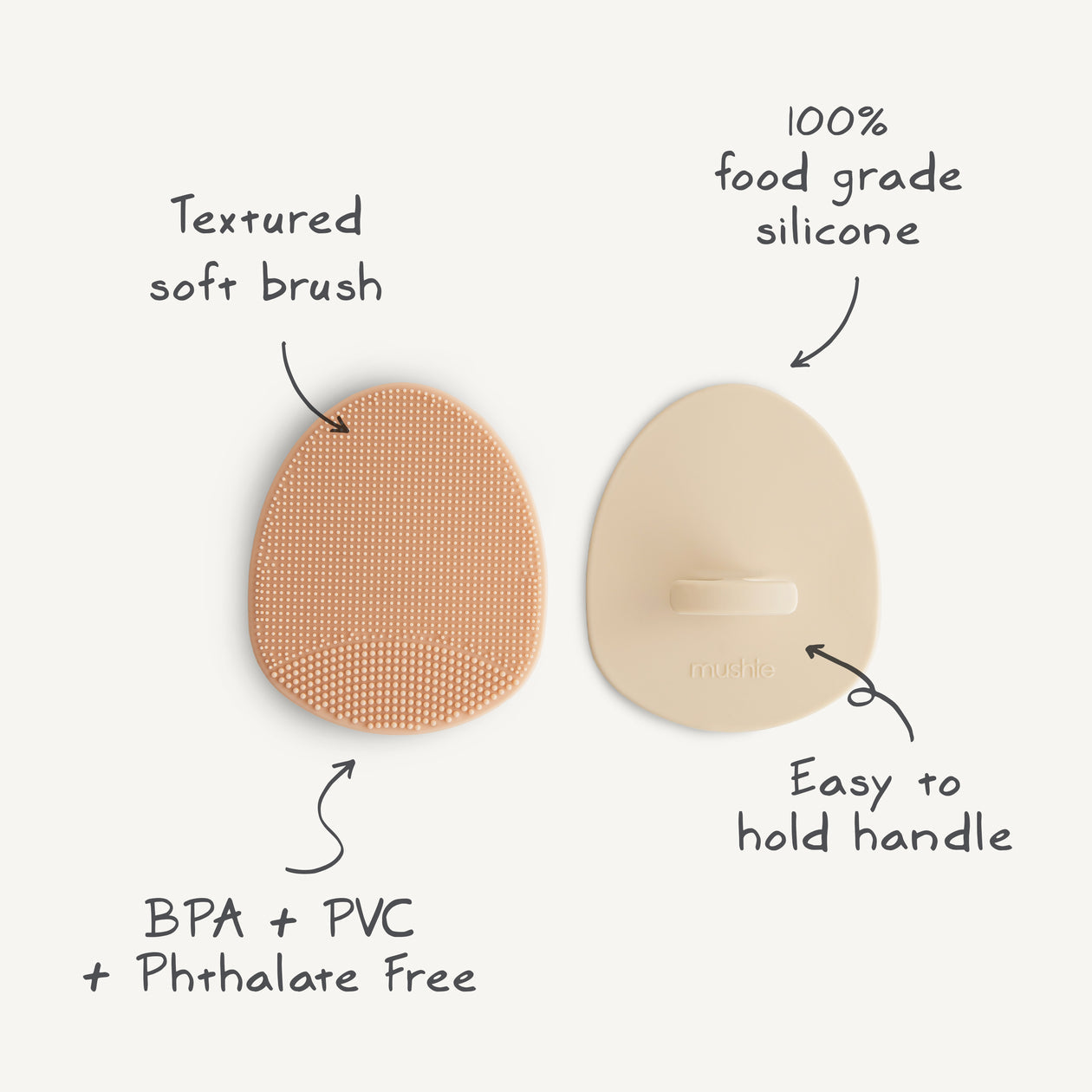 Mushie Cradle Cap Brush - Shifting Sands & Blush