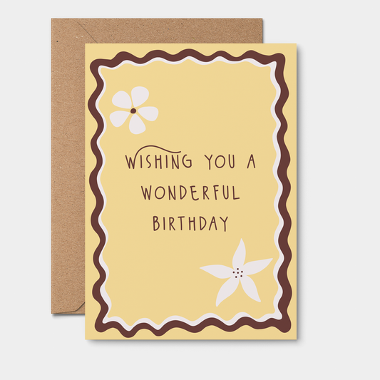 Wishing You A Wonderful Birthday. flower card (yellow)