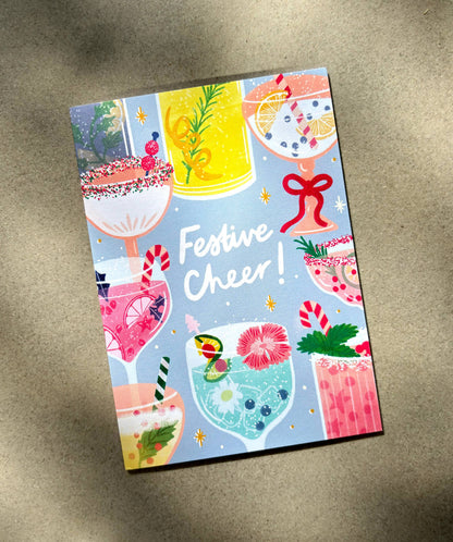 Festive Cheer Card - Christmas Holiday Cocktails Greeting