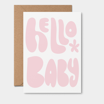 Hello Baby Pink | baby shower card, cute, newborn