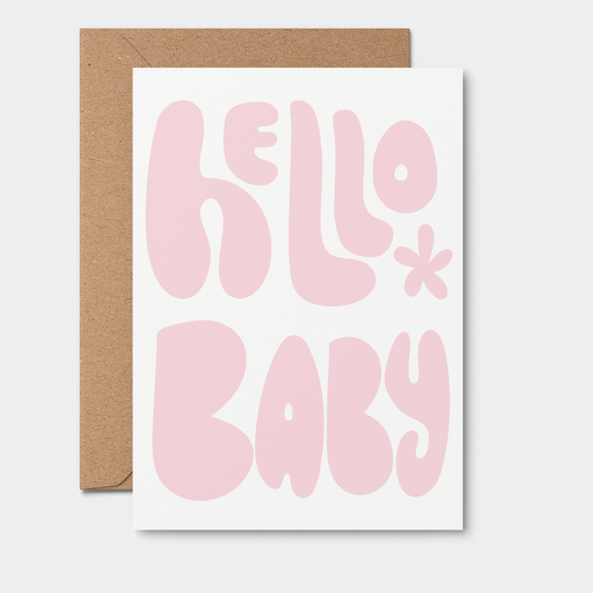 Hello Baby Pink | baby shower card, cute, newborn