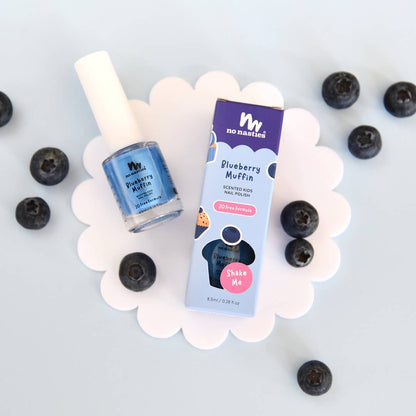 20 FREE Formula Water Based Scented Scratch Off Kids Nail Polish: Blueberry Muffin - Blue