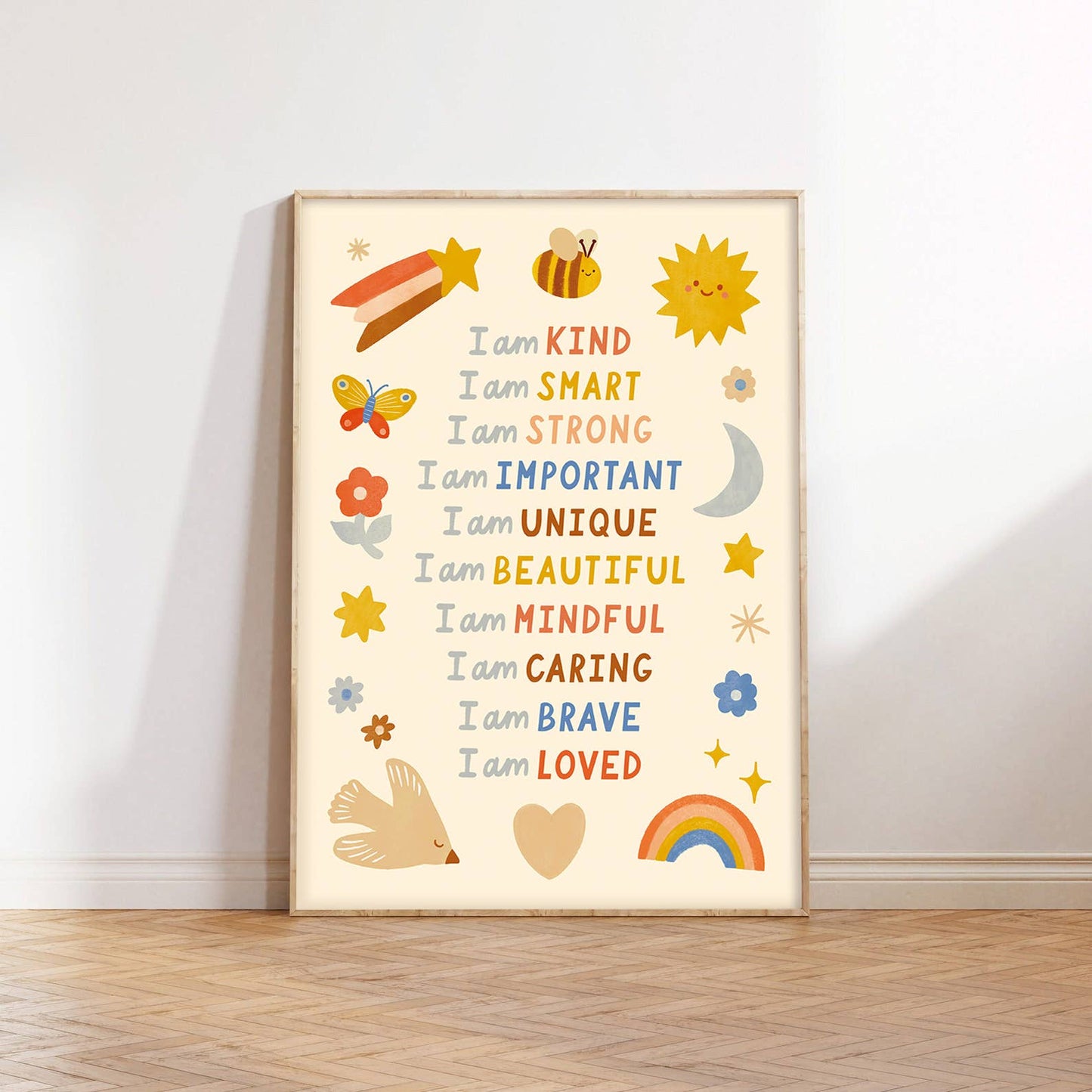 Illustrated Affirmation Print - Modern Educational Kid's Art: A3