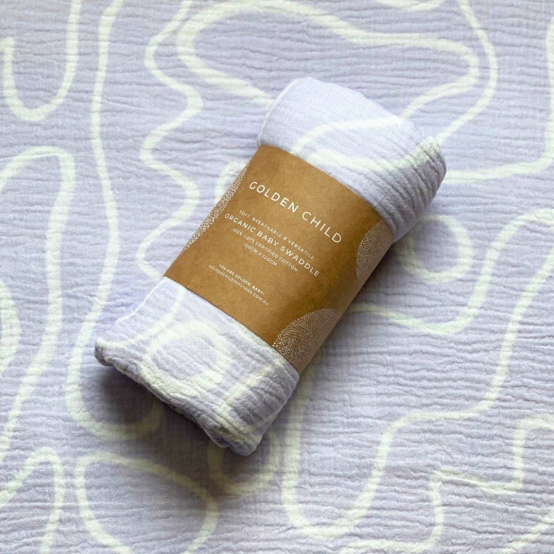 The Laze Organic Cotton Baby Swaddle - Lilac