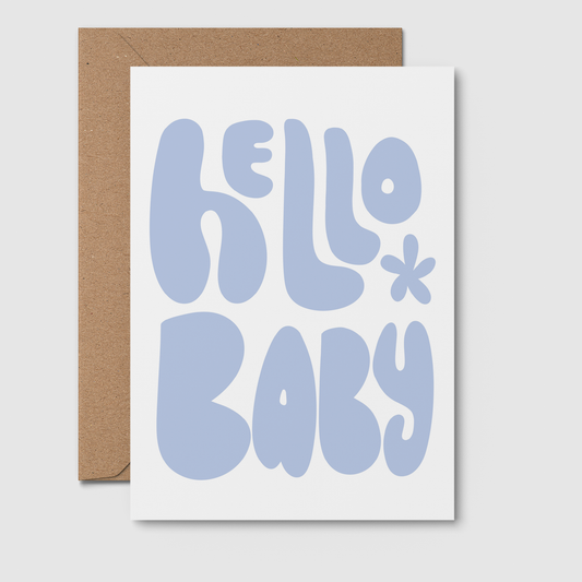 Hello Baby Blue | baby shower card, cute, newborn