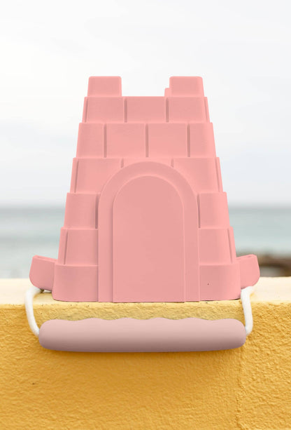 Silicone Beach Bucket - Clovelly Castle: Blue with bright blue handle
